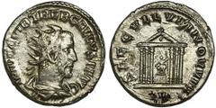 ANCIENT COINS Roman Imperial, Trebonianus Gallus, Antoninianus - VERY RAREVery rare Trebonianus antoninianus with a temple on the reverse. This type was borrowed from the coin of Philip I, which was m