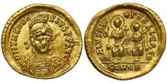 ANCIENT COINS Roman Imperial, Theodosius II, Solidus - VERY RAREVery rare solidus of Theodosius, minted in 9th officine, marked with Θ at the end of reverse legend. Ex. CNG, Electronic Auction 355, 20