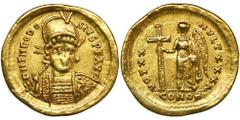ANCIENT COINS Roman Imperial, Theodosius II, Solidus - RARERare solidus of Theodosius from Constantinople mint 1st officine. Only 20 listings on Coinarchives. Roman Imperial Theodosius II (408–450), S