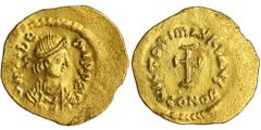 ANCIENT COINS Byzantine Empire, Mauricius Tiberius, TremissisVery nice coin from the well known collection of Prof. Dr. Peter Robert Franke. Byzantine Empire Mauricius Tiberius (582-602), Tremissis, C