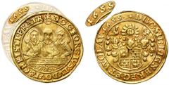 PREMIUM POLISH COINS AND MEDALS Silesia, Duchy of Liegnitz-Brieg-Wohlau, Georg III, Ludwig IV, Christian, Ducat Brieg 1655 - VERY RAREExtremely rare Silesian ducat of 'three brothers', hybrid of stamp