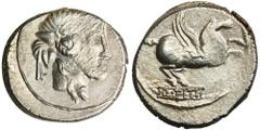 ANCIENT COINS Roman Republic, Titius, DenariusNice denarius minted in Rome in 90 BC by one of the monetary triumvirs, Quintus Titius. The offered denarius was minted after the first victories in the s