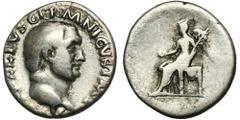 ANCIENT COINS Roman Imperial, Vitellius, Denarius - RARERare denarius of Vitellius, one of the shorter reigning emperors. He ruled only less than 12 months.Roman Empire Vitellius (69), Denarius 69, Ro