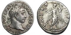 ANCIENT COINS Roman Imperial, Trajan, DenariusRoman Imperial Trajan (98-117), Denarius 102, Rome mint Obverse: laureate head rightIMP CAES NERVA TRAIAN AVG GERMReverse: Victory standing left, holding 