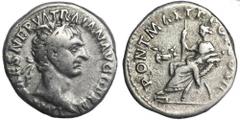 ANCIENT COINS Roman Imperial, Trajan, DenariusRoman Imperial Trajan (98-117), Denarius 98, Rome mint Obverse: laureate head rightIMP CAES NERVA TRAIAN AVG GERMReverse: Abundantia seated left, holding 