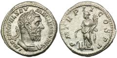 ANCIENT COINS Roman Imperial, Macrinus, Denarius - RARERare issue.Roman Imperial Macrinus (217-218), Denarius 217-218, Rome mint Obverse: laureate bust of Macrinus to right IMP C M OPEL SAV MACRINVS A