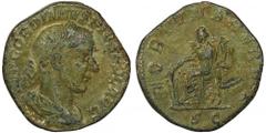 ANCIENT COINS Roman Imperial, Gordian III, SestertiusRoman Imperial Gordian III (238-244), Sestertius 243-244, Rome mint Obverse: laureate, draped and cuirassed bust rightIMP GORDIANVS PIVS FEL AVGRev