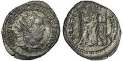 ANCIENT COINS Roman Imperial, Valerian I, AntoninianusRoman Imperial Valerian I (253-260), Antoninianus 255-256, Antioch mint Obverse: radiate and draped bust right IMP C P LIC VALERIANVS AVG Reverse:
