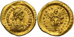ANCIENT COINS Roman Imperial, Theodosius II, TremissisRoman Imperial Theodosius II (408–450), Tremissis 408-420, Constantinople mint Obverse: bust right D N THEODOSIVS P F AVG Reverse: Victory walking