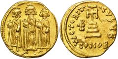 ANCIENT COINS Byzantine Empire, Heraclius, Heraclius Constantine and Heroclanas, SolidusGraffitti on the reverse. Byzantine EmpireHeraclius, Heraclius Constantine and Heroclonas (610-641), Solidus 639