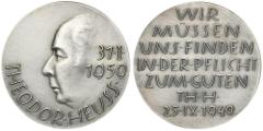 WORLD COINS AND MEDALS Germany, Medal Theodor Heuss 1959Medal 75th birthday of Theodor Heuss.Diameter 40 mm, weight 25.38 g Medal z okazji 75-tej rocznicy urodzin Theodora Heuss,Średnica 40 mm, waga 2