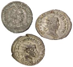 Foreign coins Roman Empire. Trebonianus Gallus & Valerianus I & Valerianus II. Lot (3) Antonianus. ND (251 - 258 AD). F - VF. RIC 249ff, RIC 8ff RIC 41f.