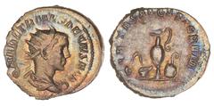 Foreign coins Roman empire. Herennius Etruscus. Antoninianus. N.D. (251 AD). Cleaned. With certificate, certified by Tradart. 4.45 g. XF.