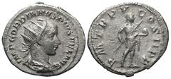 Roman Coins Gordian III, 238 - 244 AD Silver Antoninianus, Rome Mint, 23mm, 3.79 grams Obverse: IMP GORDIANVS PIVS FEL AVG, Radiate, draped and cuirassed bust of Gordian right. Reverse: P M TR P V COS