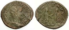 Roman Coins Gallienus, 253 - 268 AD AE Antoninianus, Syrian Mint, 21mm, 3.3 grams Obverse: IMP CP GALLIENVS PF AVG, Radiate, draped and cuirassed bust of Gallienus right. Reverse: PIETAS AVGG, Valeria