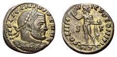 Roman Coins Licinius I, 308 - 324 AD AE 1/4 Follis, Rome Mint, 19mm, 3.53 grams Obverse: IMP LICINIVS P F AVG, Laureate and cuirassed bust of Licinius right. Reverse: SOLI INVICTO COMITI, Sol standing