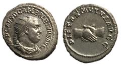 Roman Imperial Balbinus, 238 AD Silver Antoninianus, Rome Mint, 23mm, 5.53 grams Obverse: IMP CAES D CAEL BALBINVS AVG, Radiate, draped and cuirassed bust of Balbinus right. Reverse: PIETAS MVTA AVGG,