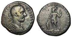 Roman Coins Macrinus, 217 - 218 AD AE25, Moesia Inferior, Nicopolis Mint, 9.40 grams Obverse: Laureate and cuirassed bust of Macrinus right. Reverse: Ares standing facing, head left, resting on shield