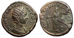 Roman Coins Julia Mamaea, Issue by Severus Alexander, 222 - 235 AD AE Sestertius, Rome Mint, 32mm, 22.64 grams Obverse: IVLIA MAMAEA AVG, Diademed and draped bust of Julia right. Reverse: FECVNDITAS A