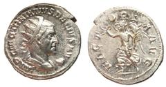 Roman Coins Trajan Decius, 249 - 251 AD Silver Antonininus, Rome Mint, 23mm, 3.75 grams Obverse: IMP C M Q TRAIAN DECIVS AVG, Radiate, draped and cuirassed bust of Trajan right. Reverse: VICTORIA AVG,