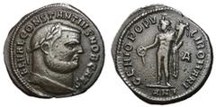 Roman Coins Constantius I, Chlorus, as Caesar, 293 - 305 AD AE Follis, Antioch Mint, 28mm, 7.85 grams Obverse: FL VAL CONSTANTIVS NOB CAES, Laureate head of Constantius right. Reverse: GENIO POPVLI RO