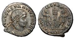 Roman Coins Constantius II, as Caesar, 324 - 337 AD AE Follis, Antioch Mint, 16mm, 1.56 grams Obverse: FL IVL CONSTANTIVS NOB C, Laureate, draped and cuirassed bust of Constantius right. Reverse: GLOR