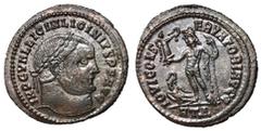 Roman Imperial Coins Licinius I, 308 - 324 AD AE Follis, Heraclea Mint, 24mm, 3.30 grams Obverse: IMP C VAL LINCIN LICINIVS P F AVG, Laureate head of Licinius right. Reverse: IOVI CONSERVATORI AVGG, J