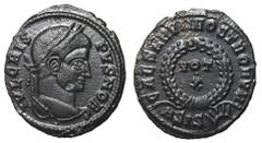 Roman Imperial Coins Crispus, as Caesar, 316 - 326 AD AE Follis, Siscia Mint, 19mm, 2.85 grams Obverse: IVL CRISPVS NOB C, Laureate head of Crispus right. Reverse: CAESARVM NOSTRORV, Laurel wreath aro