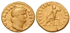 Roman Coins Nero, 54 - 68 AD Gold Aureus, Rome Mint, 18mm, 7.09 grams Obverse: NERO CAESAR AVGVSTVS, Laureate head of Nero right. Reverse: IVPPITER CVSTOS, Jupiter seated left holding thunderbolt and 