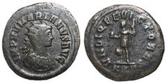 Roman Coins Numerian, 283 - 284 AD AE Antoninianus, Rome Mint, 24mm, 3.10 grams Obverse: IMP NVMERIANVS AVG, Radiate and cuirassed bust of Numerian right. Reverse: VNDIQVE VICTORES, Numerian standing 