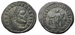 Roman Coins Constantius I, Chlorus, as Caesar, 293 - 305 AD AE Follis, Ticinum Mint, 30mm, 10.40 grams Obverse: CONSTANTIVS NOB CAES, Laureate head of Constantius right. Reverse: SACRA MONET AVGG ET C