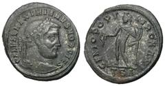 Roman Coins Galerius, as Caesar, 293 - 305 AD AE Follis, Thessalonica Mint, 30mm, 10.86 grams Obverse: GAL VAL MAXIMIANVS NOB CAES, Laureate head of Galerius right. Reverse: GENIO POPVLI ROMANI, Geniu