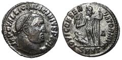 Roman Coins Licinius I, 308 - 324 AD AE Follis, Heraclea Mint, 24mm, 3.331 grams Obverse: IMP C VAL LINCIN LICINIVS P F AVG, Laureate head of Licinius right. Reverse: IOVI CONSERVATORI AVGG, Jupiter s