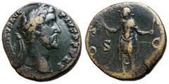Roman Coins Antoninus Pius, 138 - 161 AD AE Sestertius, Rome Mint, 30mm, 26.94 grams Obverse: ANTONINVS AVG PIVS P P TR P, Laureate head of Antoninus right. Reverse: COS IIII S C, Antoninus standing l