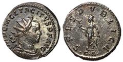 Roman Coins Tacitus, 275 - 276 AD AE Antoninianus, Lugdunum Mint, 22mm, 4.15 grams Obverse: IMP C M CL TACITVS P F AVG, Radiate, draped and cuirassed bust of Tacitus right. Reverse: SPES PVBLICA, Spes