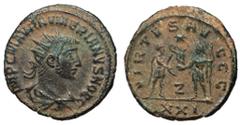 Roman Coins Numerian, as Caesar, 283 - 284 AD AE Antoninianus, Antioch Mint, 24mm, 3.10 grams Obverse: IMP C M AVR NVMERIANVS NOB C, Radiate and cuirassed bust of Numerian right. Reverse: VIRTVS AVGGG