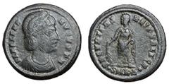 Roman Coins Helena, Issue by Constantine, 326 - 327 AD AE Follis, Cyzicus Mint, 21mm, 1.71 grams Obverse: FL HELENA AVGVSTA, Draped bust of Helena right. Reverse: SECVRITAS REIPVBLICAE, Veiled Securit