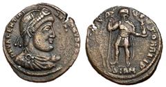 Roman Coins Valentinian I, 364 - 375 AD AE Follis, Sirmium Mint, 20mm, 2.46 grams Obverse: D N VALENTINIANVS P F AVG, Diademed and cuirassed bust of Valentinian right. Reverse: RESTITVTOR REIP, Valent