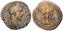 Roman Coins Commodus, 177 - 192 AD AE Sestertius, Rome Mint, 32mm, 24.39 grams Obverse: M ANTONINVS COMMODVS AVG, Laureate head of Commodus right. Reverse: FEL AVG TR P VII IMP IIII COS III P P S C, F