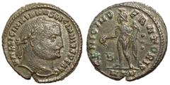 Roman Coins Licinius I, 308 - 324 AD AE Follis, Cyzicus Mint, 26mm, 7.04 grams Obverse: VAL LICINNIANVS LICINIVS P F AVG, Laureate head of Licinius right. Reverse: GENIO IMPERATORIS, Genius standing l