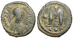 Roman Coins Justinian I, 527 - 565 AD AE Follis, Constantinople Mint, 32mm, 15.19 grams Obverse: D N IVSTINIANVS P P AVG, Diademed, draped and cuirassed bust of Justinian right. Reverse: Large M, cros