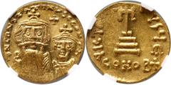 Ancient Byzantine Empire, Constans II & Constantine IV 654-668, solidus, ConstantinopleGold 4,30 g, 19 mm. Slightly clipped flan, but very nice coin. Złoto 4,30 g, 19 mm. Wybity na krążku z końcówki b
