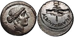 Ancient Roman Republic, D. Iunius Brutus Albinus 48 BC, Denar, RomeWeight 3,64 g, 18 mm. Beautiful coin.Minted by Decymius Junius Brutus Albinus, a relative of Marcus Junius Brutus' second cousin. He 