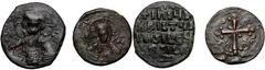 Ancient Byzantine Empire Lot of 2 Follis Basil II and Nicephor III X-XIth c..Total weight 15 70 g 24-28 mm. Lot of 2 bronze Follis from left: Basil II and Nicephor III. Waga łączna 15 70 g 24-28 mm. Z