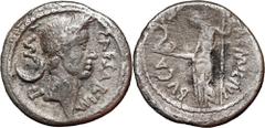 Ancient Roman Republic, Caius Julius Caesar, Denar with portrait 44 BC, RomeWeight 2,71 g, 18 mm. A rare and sought-after portrait denarius of Julius Caesar. Nice and well struck portrait of Caesar. T