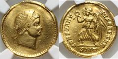 Ancient Roman Empire, Constantius II as Caesar 324-337, Solidus, TicinumGold, 4,50 g, 20 mm. Solidus minted in 326 AD. Very rare. The coin was probably a commemorative donation related to Constantine'