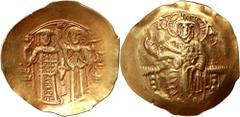Ancient Byzantine Empire, John II Komnenos 1118-1143, Hyperpyron, ConstantinopleGold 4,20 g, 28 mm. Złoto 4,20 g, 28 mm. Awers: Chrystus jako Pantokrator siedzący na tronie na wprost. Rewers: Jan stoj