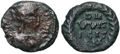 Middle Ages Migration Period, Ostrogoths, Italia, Witigis 536-540, 10 Nummia (Decanummium), RomeWeight 3,15 g, 17 mm. Obverse: Roma head (INVI)CT(A) ROMA, Reverse: wreath DN VVITICIS REX. Very rare co