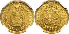 Czechoslovakia Czechoslovakia, Ducat 1935 Czechosłowacja, dukat 1935 Gold. Scarcer date in beautiful condition. Złoto. Rzadszy rocznik w pięknym stanie. Grade: NGC MS65 Literature: Friedberg 2 More ph