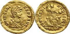 Ancient Roman Empire, Arcadius 383-408, Solidus, Constantinople Cesarstwo Rzymskie, Arkadiusz 383-408, solidus, Konstantynopol Gold 4,39 g, 21 mm. Coin from Auction Rauch 43, Wien 1989, lot 1573. Złot